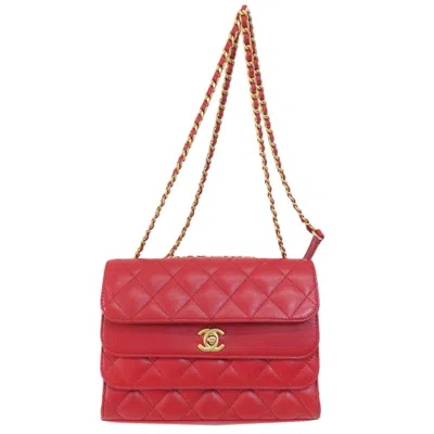 Pre-owned Chanel Red Color Leather Shoulder Bag ()
