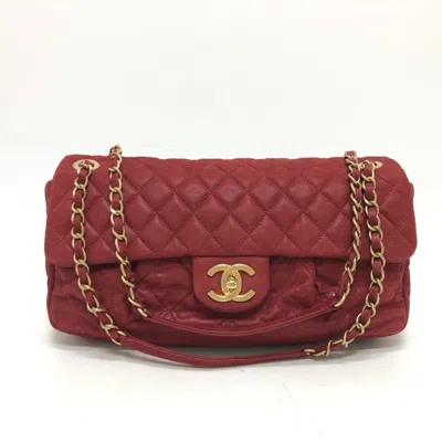 Pre-owned Chanel Red Color Leather Shoulder Bag ()