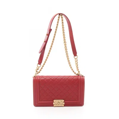 Pre-owned Chanel Red Color Leather Shoulder Bag ()