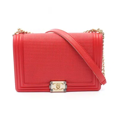 Pre-owned Chanel Red Color Leather Shoulder Bag ()