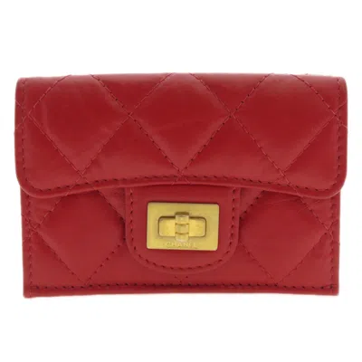 Pre-owned Chanel Red Color Leather Wallet (bi-fold) ()