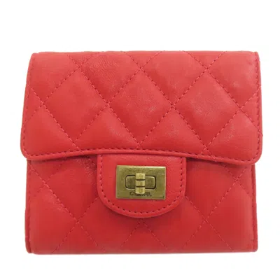 Pre-owned Chanel Red Color Leather Wallet (bi-fold) ()