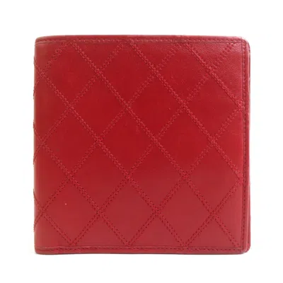 Pre-owned Chanel Red Color Leather Wallet (bi-fold) ()