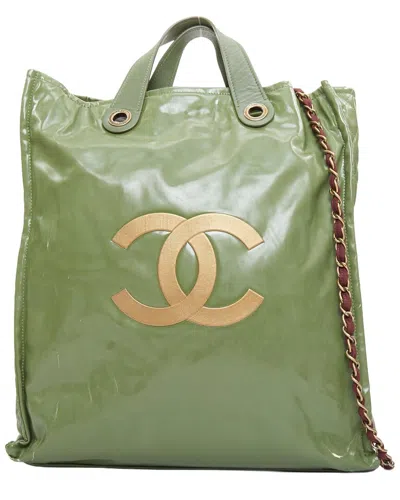 Chanel Red Cotton Cabas Shopper Bag (authentic Pre-loved) In Green