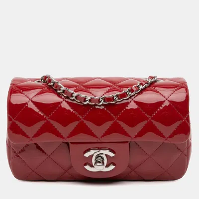 Pre-owned Chanel Red Extra Mini Rectangular Classic Patent Single Flap