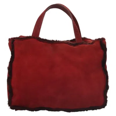 Pre-owned Chanel Red Fur Tote Bag ()