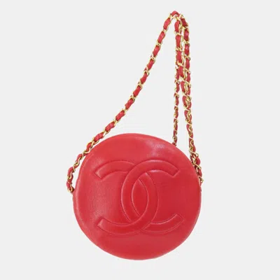 Pre-owned Chanel Red Lambskin Leather Coco Mark Shoulder Bag