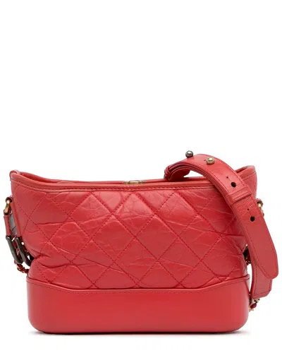 Pre-owned Chanel Red Lambskin Leather Small Chevron Gabrielle Crossbody (authentic Pre-  Loved)