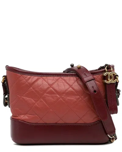 Pre-owned Chanel Red Lambskin Leather Small Chevron Gabrielle Crossbody (authentic Pre-  Loved)