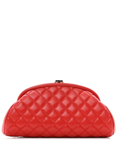 Pre-owned Chanel Red Lambskin Leather Timeless Clutch (authentic Pre-loved)