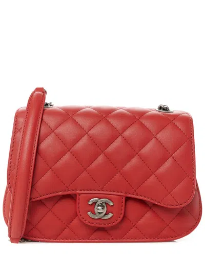 Pre-owned Chanel Red Lambskin Quilted Leather Small Natural Cc Flap (authentic Pre-  Loved)
