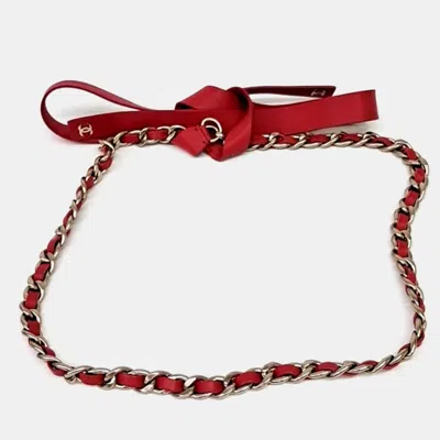 Pre-owned Chanel Red Leather Chain Belt Shw