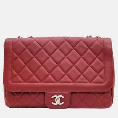 Pre-owned Chanel Red Leather Flap Shoulder Bag