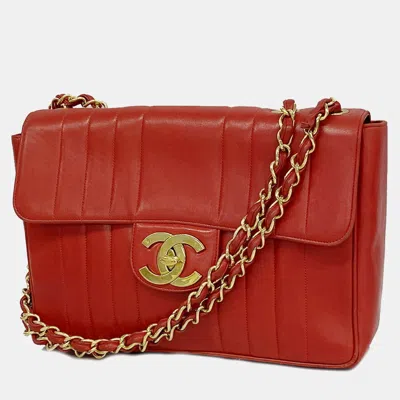 Pre-owned Chanel Red Leather Mademoiselle Shoulder Bag