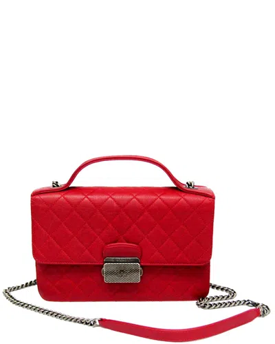 Pre-owned Chanel Red Leather Matelasse (authentic )