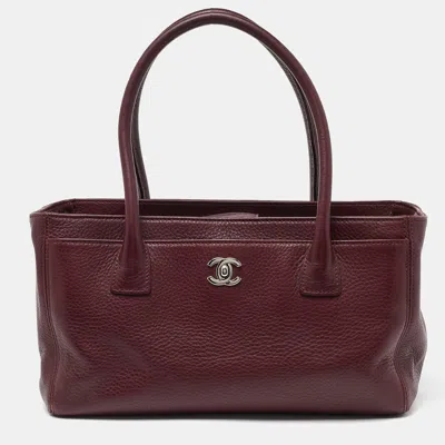 Pre-owned Chanel Red Leather Small Cerf Shopper Tote