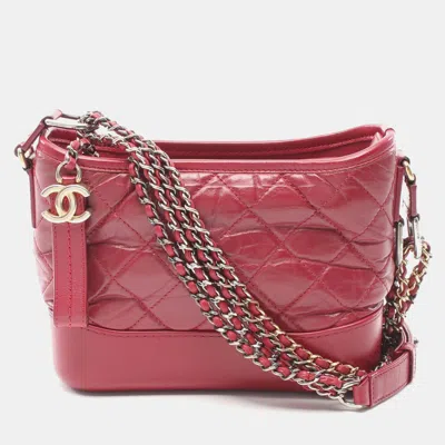 Pre-owned Chanel Red Leather Small Gabrielle Shoulder Bags