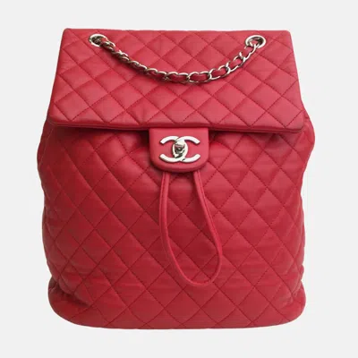 Pre-owned Chanel Red Leather Small Urban Spirit Backpacks