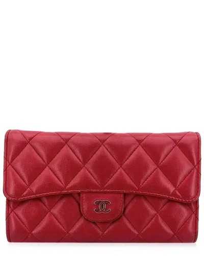 Pre-owned Chanel Red Leather Wallet Timeless/classique (authentic Pre-loved)