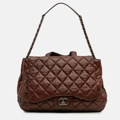 Pre-owned Chanel Red Maxi Quilted Lambskin 3 Tote Bag