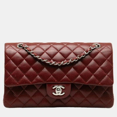 Pre-owned Chanel Red Medium Classic Caviar Double Flap