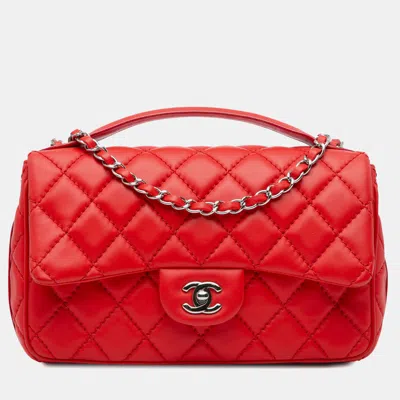 Pre-owned Chanel Red Medium Easy Carry Flap Satchel