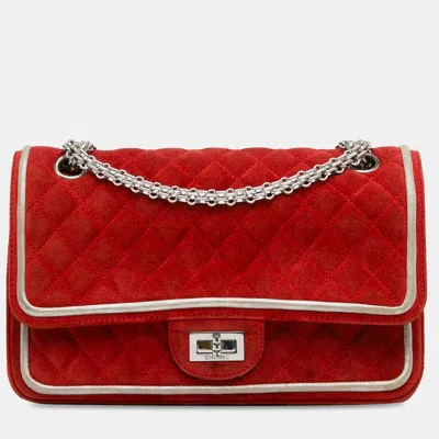 Pre-owned Chanel Red Medium Suede Re-issue 2.55 Double Flap