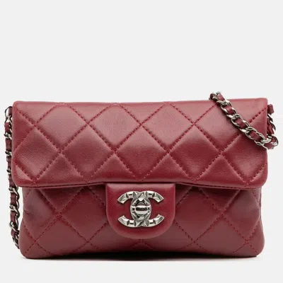 Pre-owned Chanel Red Mini Lambskin Mineral Nights Flap