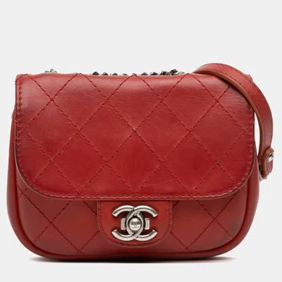 Pre-owned Chanel Red Paris Dallas Goatskin Wild Stitch Flap