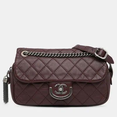 Pre-owned Chanel Red Paris Edinburgh Medium Calfskin Coco Sporran Flap