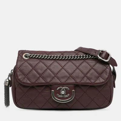 Pre-owned Chanel Red Paris Edinburgh Medium Calfskin Coco Sporran Flap