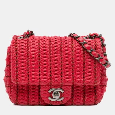 Pre-owned Chanel Red Paris Seoul Mini Crochet Lambskin Flap