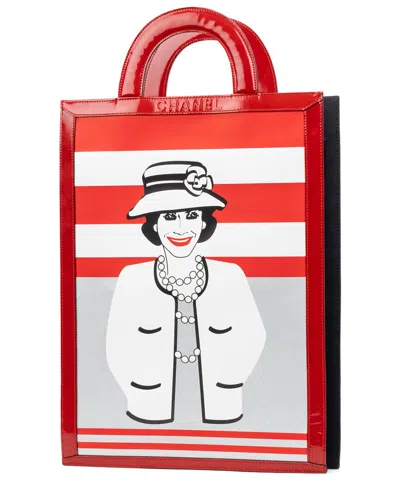 Pre-owned Chanel Red Patent Leather Vintage Portrait Tote (authentic Pre-loved)