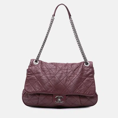 Pre-owned Chanel Red Quilted Calfskin Coco Pleats Flap