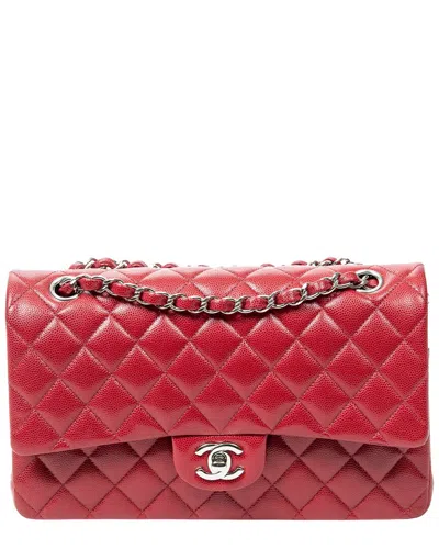 Chanel Red Quilted Caviar Leather Classic Double Flap 26
