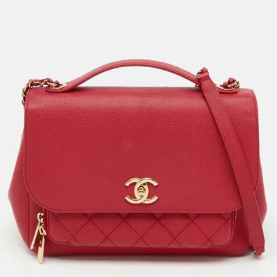 Pre-owned Chanel Red Quilted Caviar Leather Large Business Affinity Flap Bag