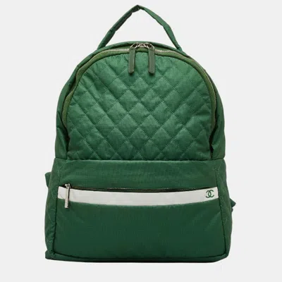 Pre-owned Chanel Red Quilted Nylon Coco Cocoon Backpack In Green