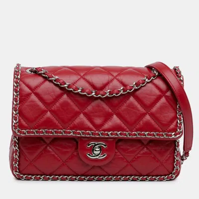 Pre-owned Chanel Red Running Chain Flap Bag