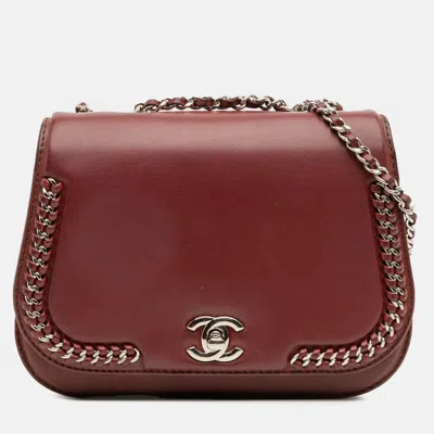 Pre-owned Chanel Red Small Calfskin Braided Chic Flap