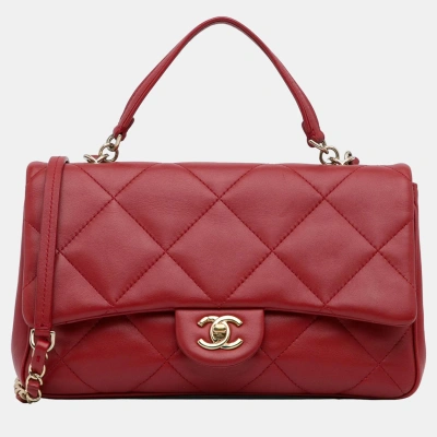 Pre-owned Chanel Red Small Easy Carry Flap Bag