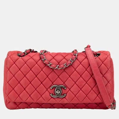 Pre-owned Chanel Red Small Iridescent Calfskin New Bubble Flap