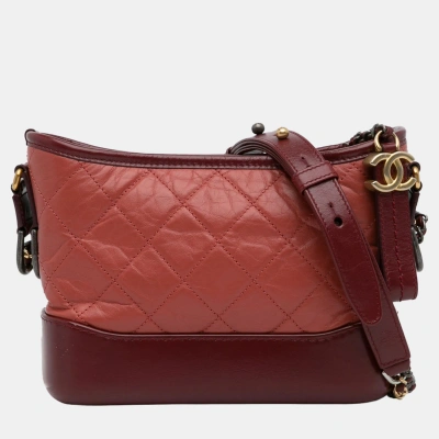 Pre-owned Chanel Red Small Lambskin Gabrielle Crossbody Bag