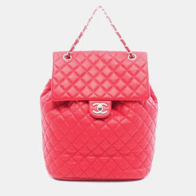 Pre-owned Chanel Red Small Lambskin Urban Spirit Backpack