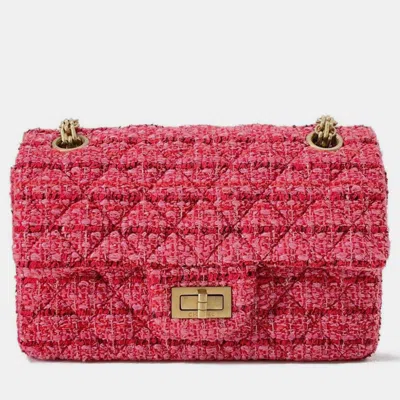 Pre-owned Chanel Red Tweed Mini Flap Bag