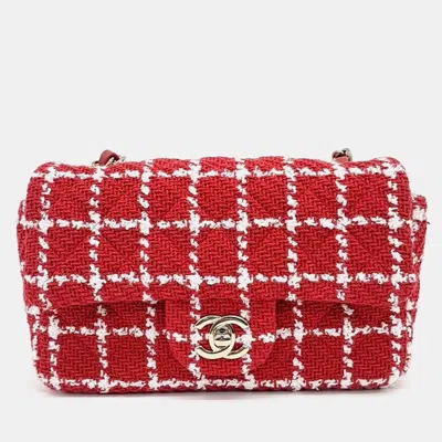 Pre-owned Chanel Red Tweed Tweed New Mini Crossbody Bag