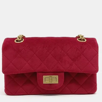 Pre-owned Chanel Red Velvet Vintage 2.55 New Mini 20 Bag