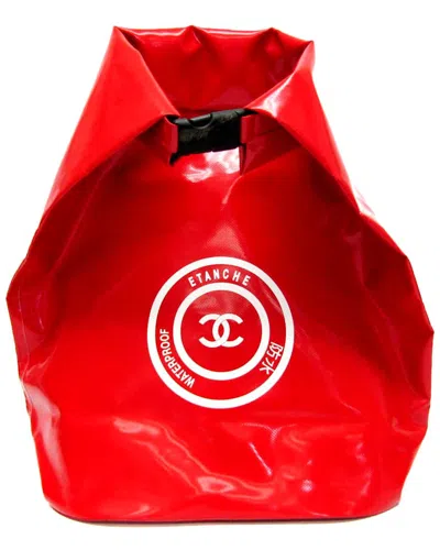 Pre-owned Chanel Red Vinyl Backpack (authentic )