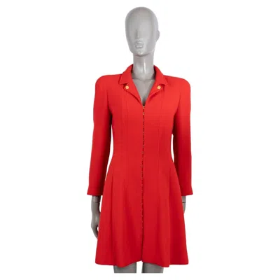 Pre-owned Chanel Red Wool 1996 96a Tailored Coat Jacket 40 Fits Xs