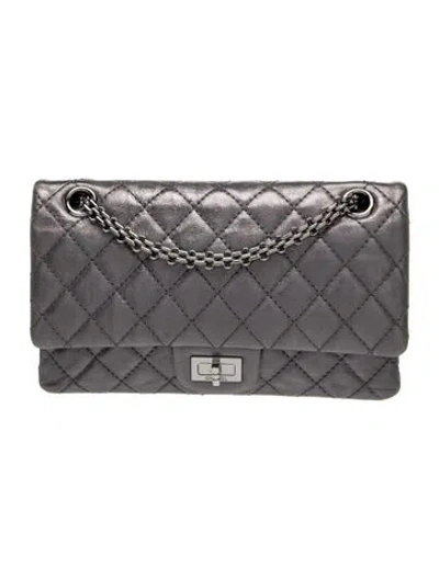 Pre-owned Chanel Reissue 225 Double Flap Bag W/ Coin Purse In Gray