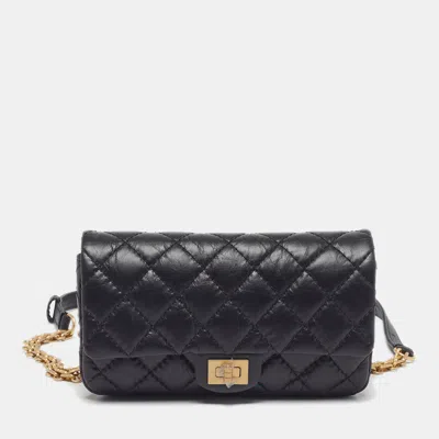 Pre-owned Chanel Reissue 2.55 Black Quilted Aged Leather Belt Bag